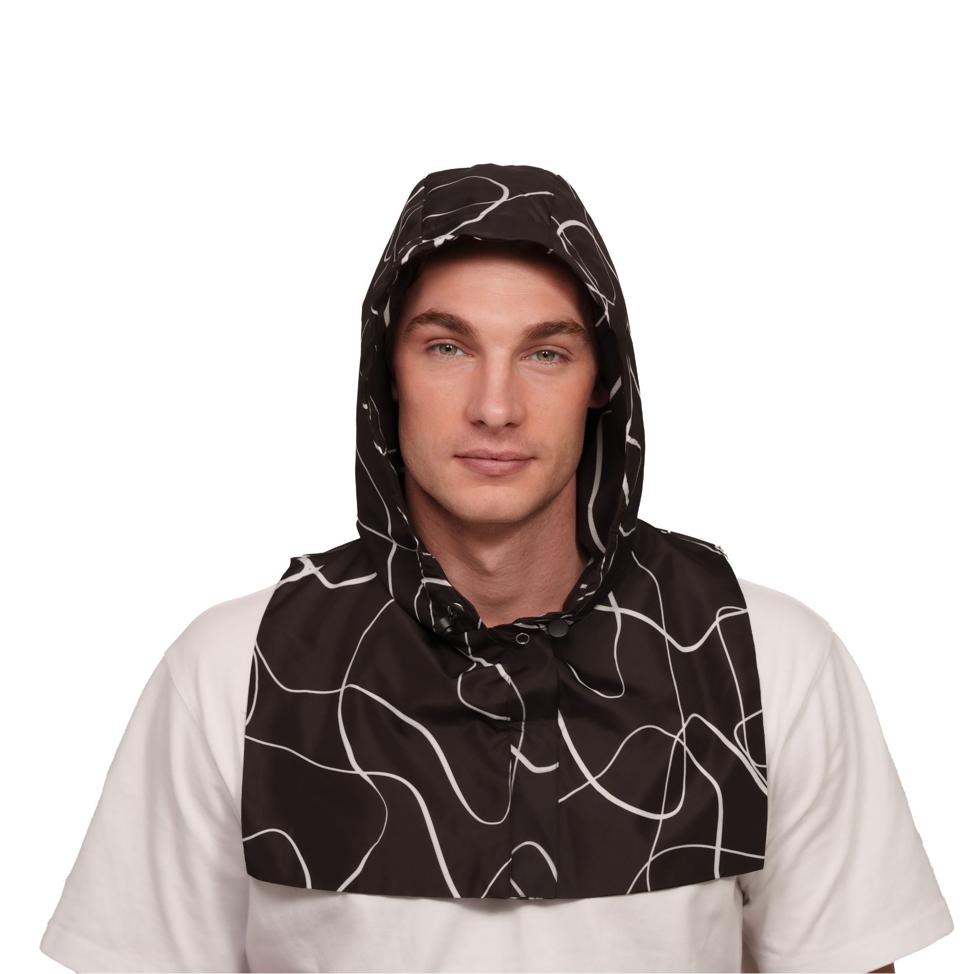 Buy Water-Repellent Abstract Black Detachable Rain Hood for