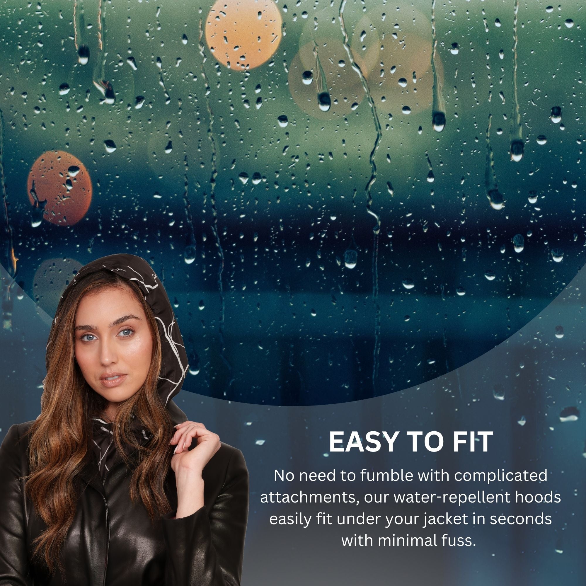 Buy Water-Repellent Abstract Black Detachable Rain Hood for